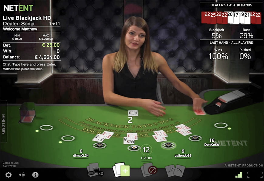 Das Netent Live Casino Spielangebot
