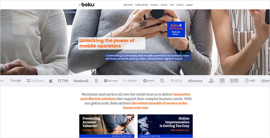 Die Webseite des Zahlungsdienstleisters Boku